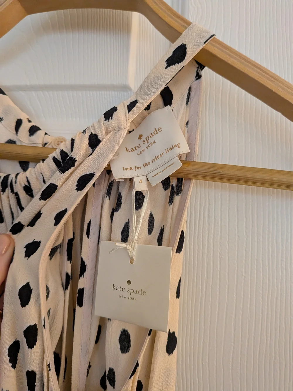 kate spade Cream Maxi Dress with Black Polka Dot Print